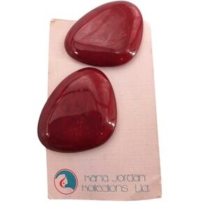 NWT Karla Jordan Vintage‎ 80s Red Statement Post Earrings 1"